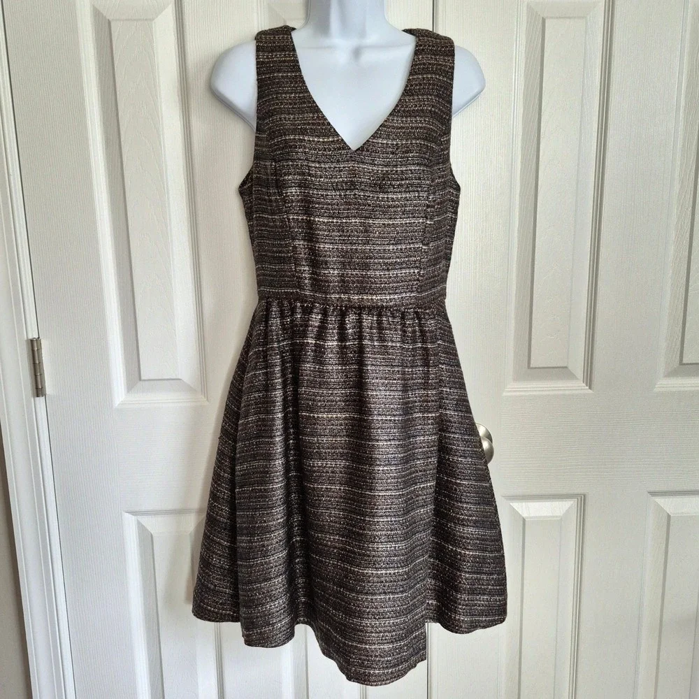 Anthropologie Moulinette Soeurs Glissade dress black metallic tweed size 6 - Picture 2 of 15